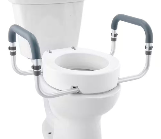 Raised toilet seat for round toilet