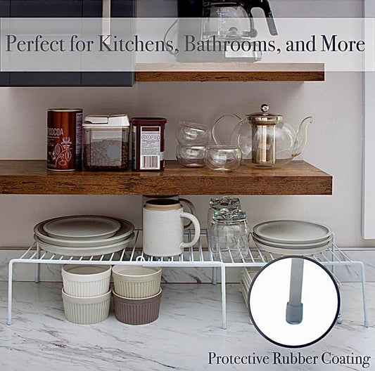 Expandable white cabinet organizer