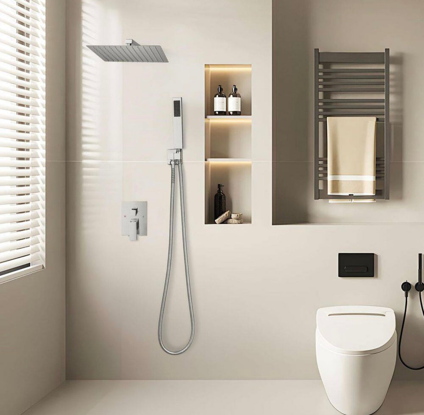 12" rain shower set in chrome