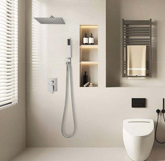 12" rain shower set in chrome