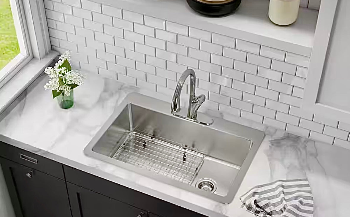 33" drop in/undermount single bowl kitchen sink