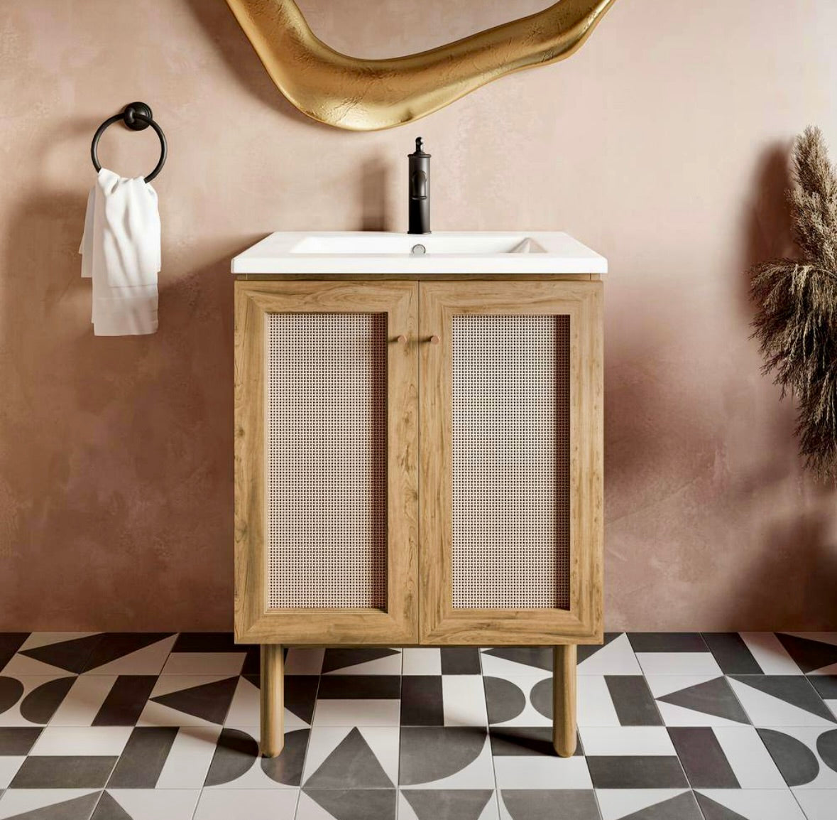 Classe 24" vanity in oak w/black top