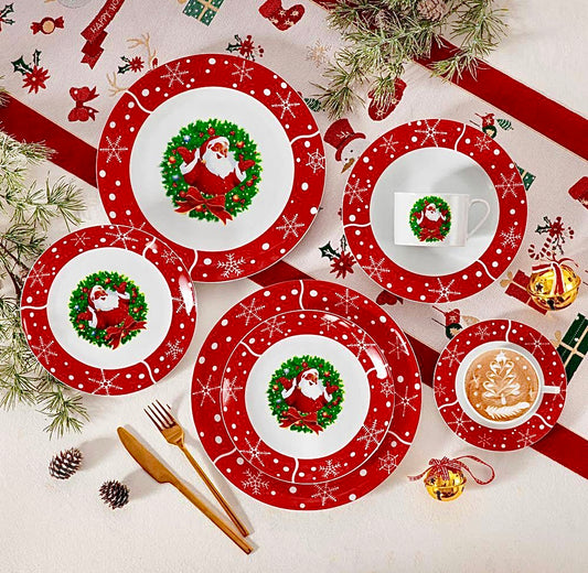 30 piece santa claus dinnerware set