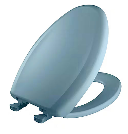 Bemis elongated plastic toilet seat in twilight blue