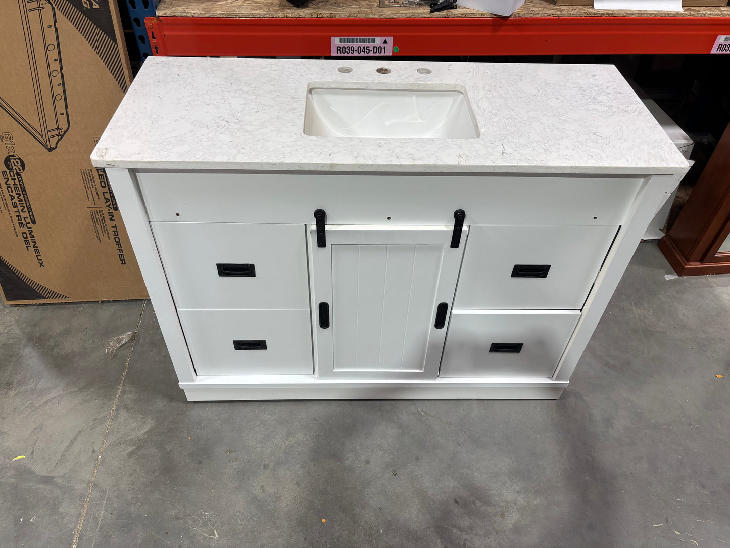 Brindley 48 in white Vanity with quartz top