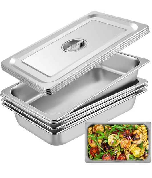 13.7 qt stainless steel roasting pan with lid (4 pack)