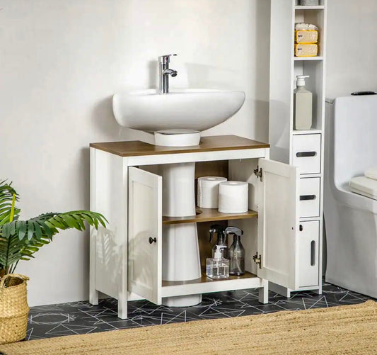 23.5" freestanding pedestal sink vanity in white