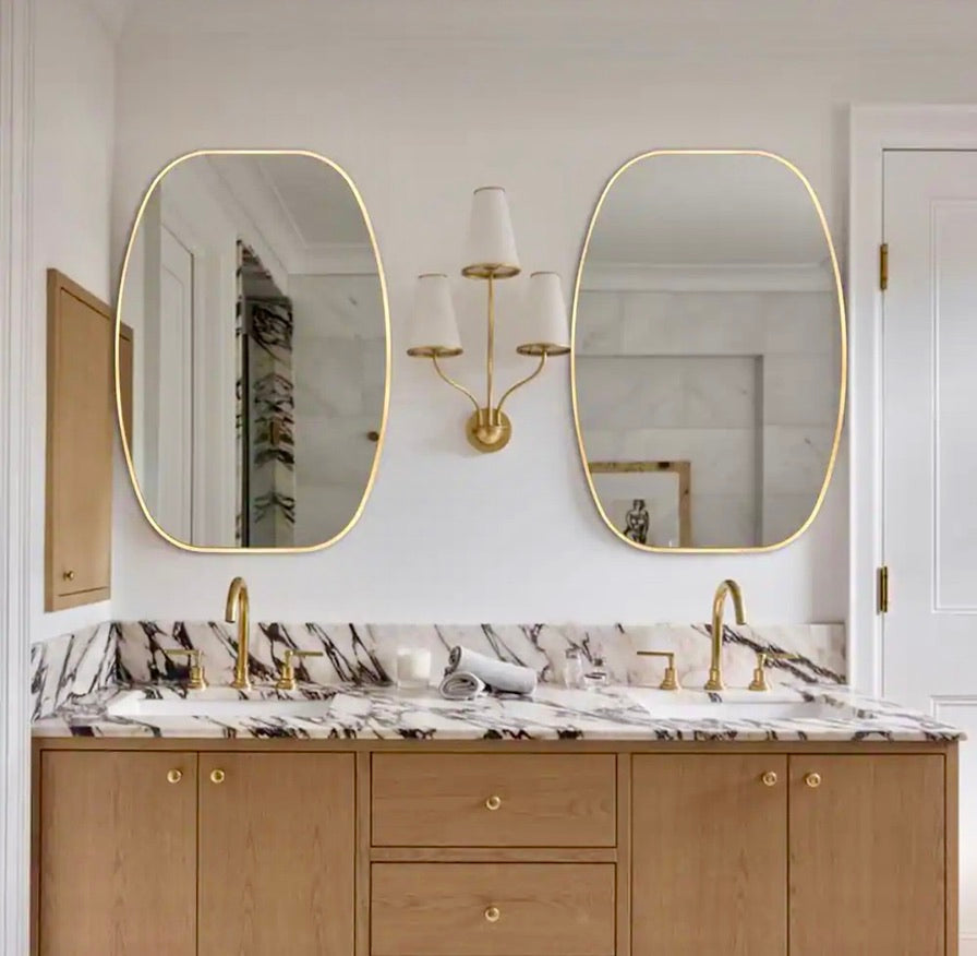 24"x 36" Gold oval mirrors (set of 2)