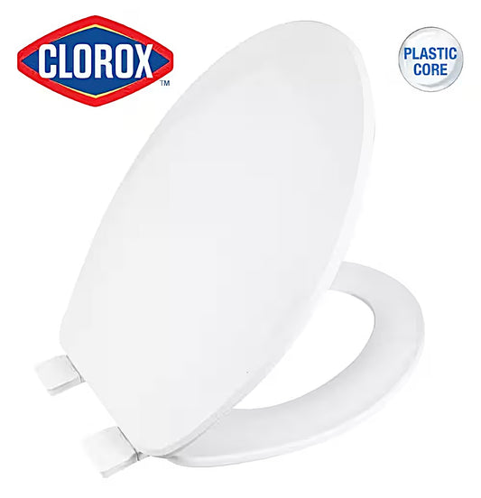 Clorox elongated plastic toilet seat in white