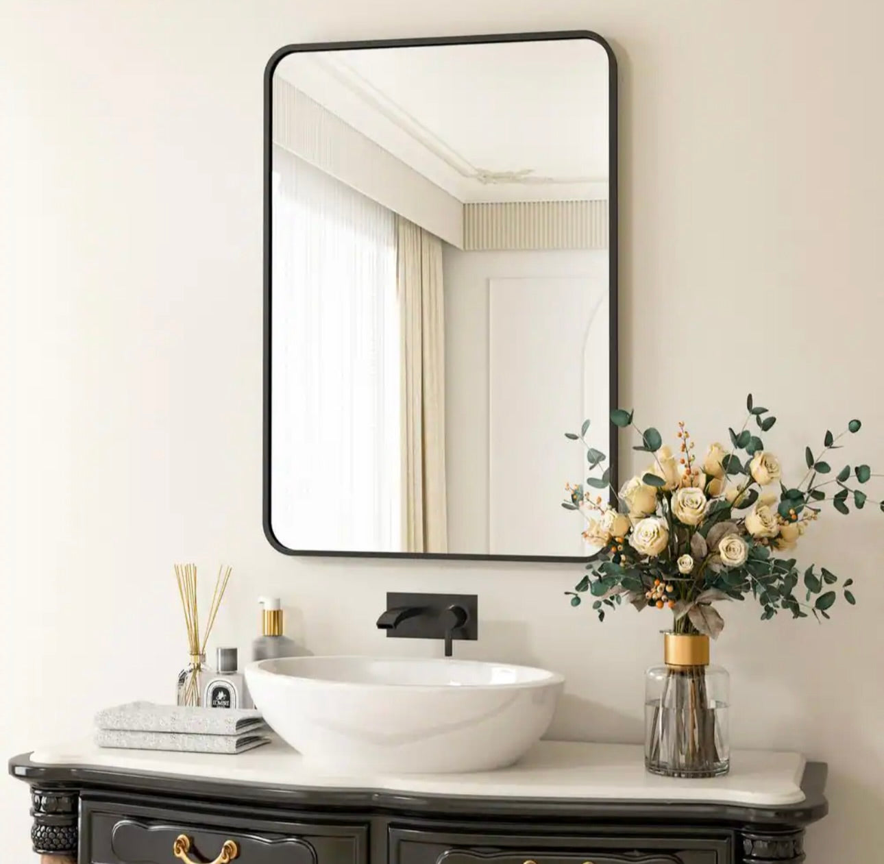 24x36 rectangular black mirror