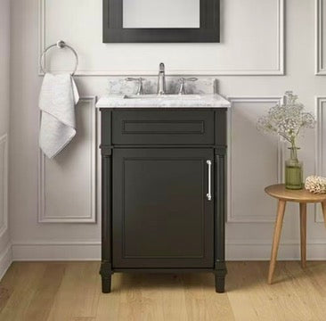 Aberdeen 24" Black vanity w/Carrara marble top
