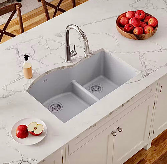Quartz 33" undermount 60/40 kitchen sink