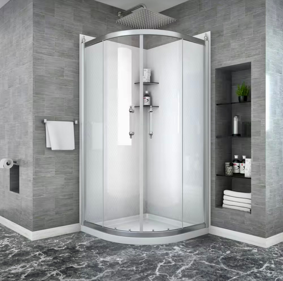 36"W x 75"H Neo angle corner shower door chrome