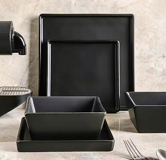 Grace 12 piece dinnerware set in matte black
