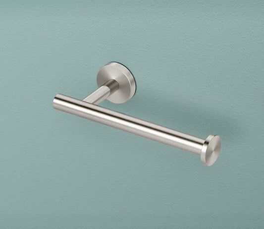 Toilet paper holder in brushed nickel
