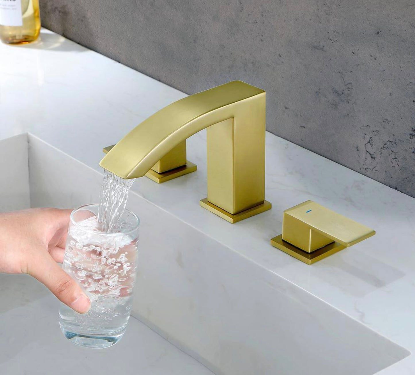 8" waterfall brushed gold bathroom faucet
