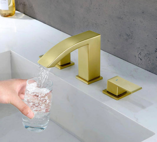8" waterfall brushed gold bathroom faucet