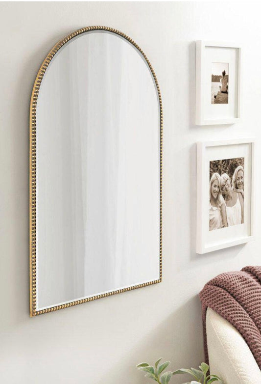 20"x30" gold arch beaded mirror