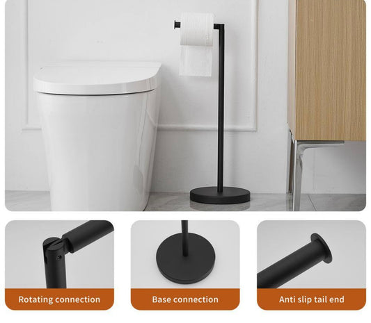 Round freestanding toilet paper holder matte black