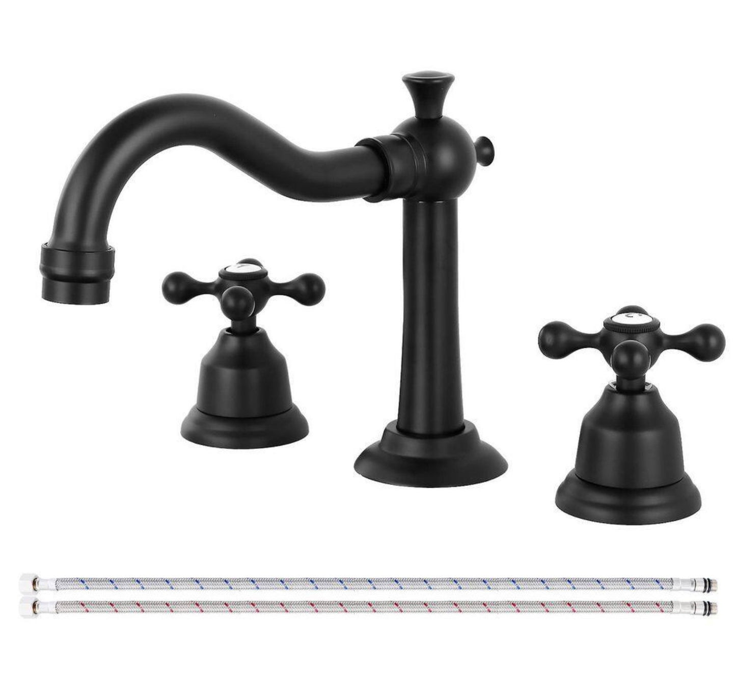 Double handle 8 in bathroom faucet matte black