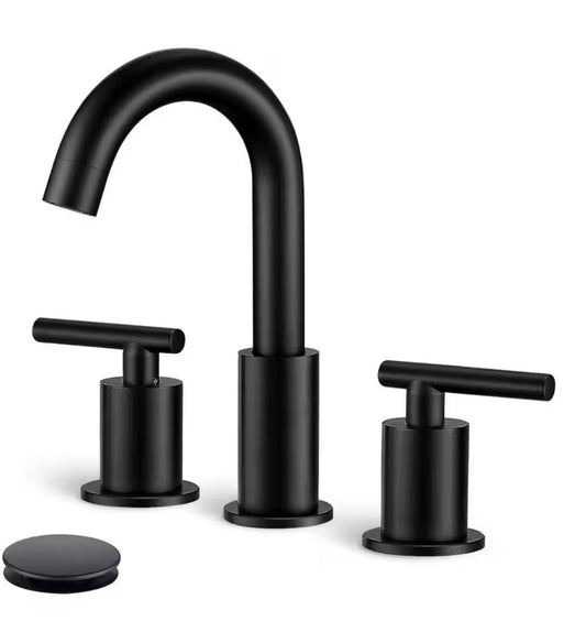 8 in. Widespread Double Handles Bathroom Faucet  in Matte Black