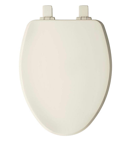 Bemis elongated wood toilet seat in biscuit