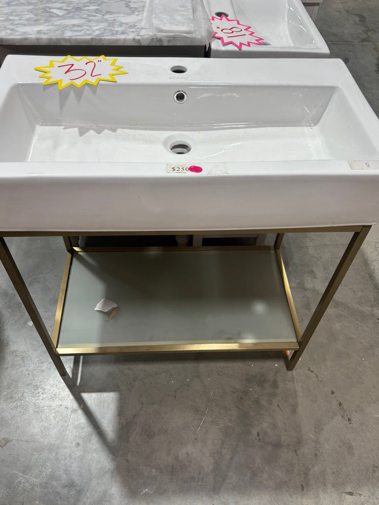 Swiss madison white sink gold base vanity