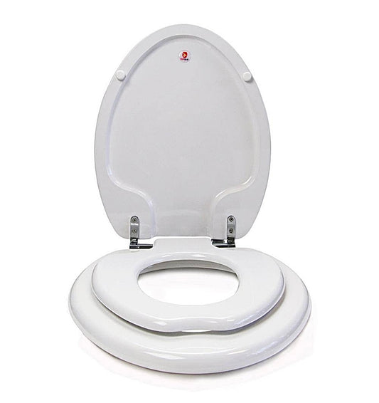 Tinyhiney childrens slow close elongated toilet seat in white