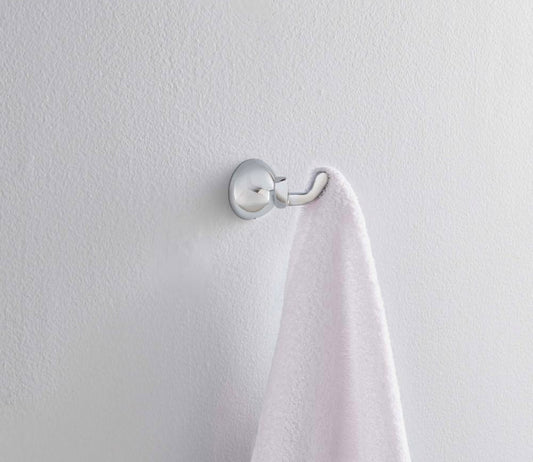 Double towel hook in polished chrome
