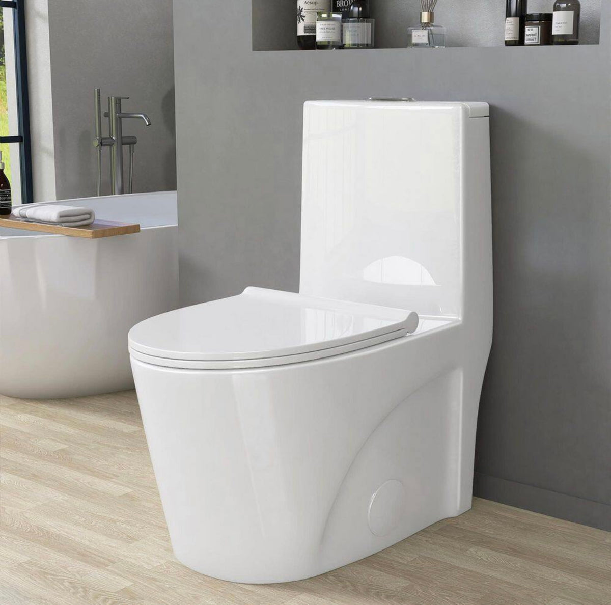 1 piece dual flush elongated toilet