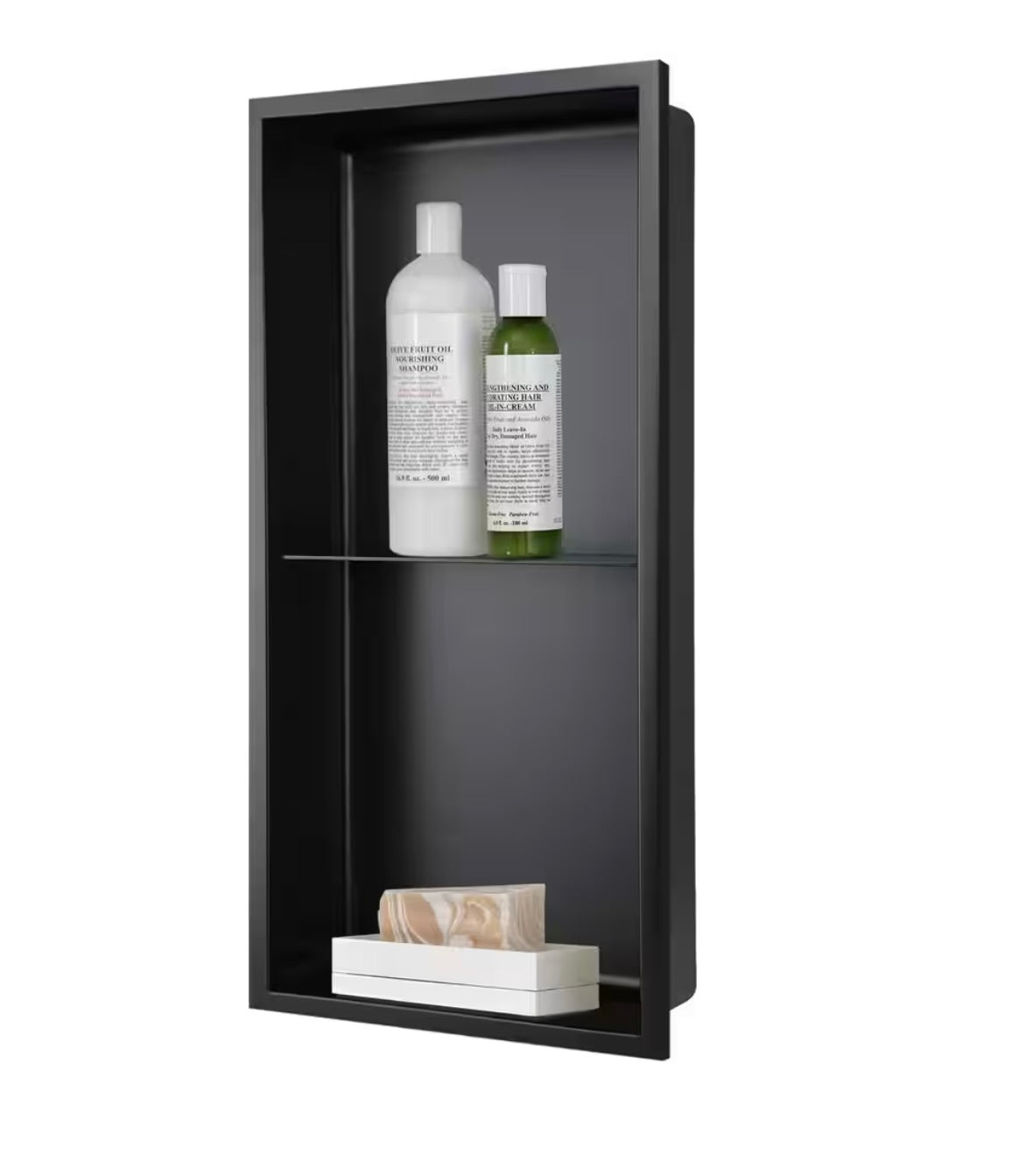 12x24x4 double shelf shower niche black