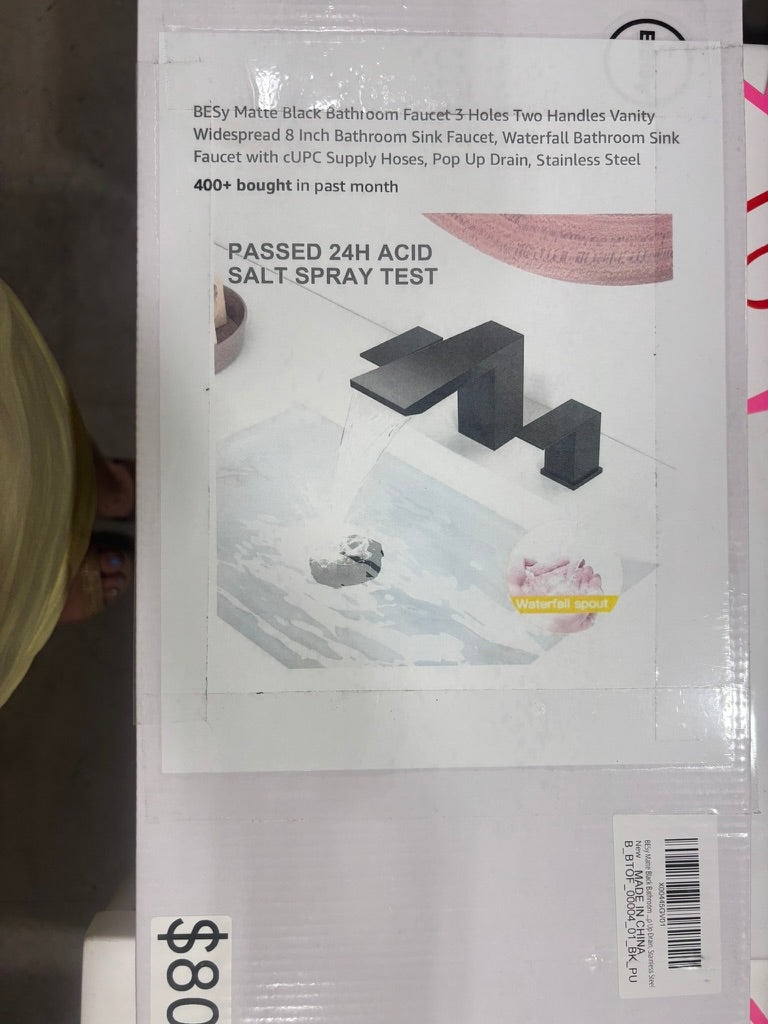 Matte black bathroom 3 hole vanity faucet