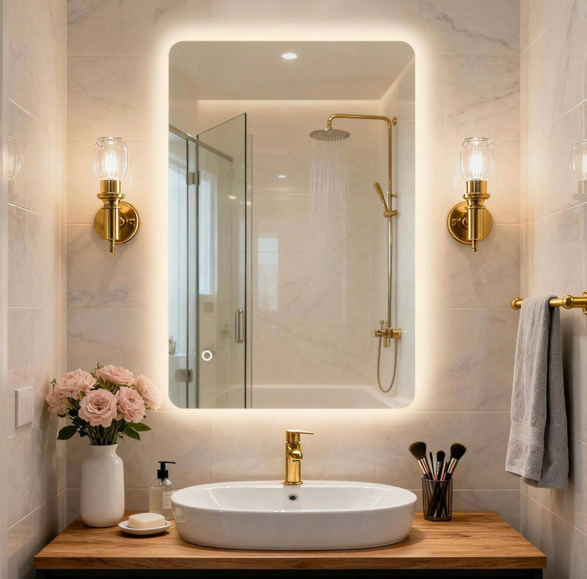 24x36 frameless LED backlit mirror