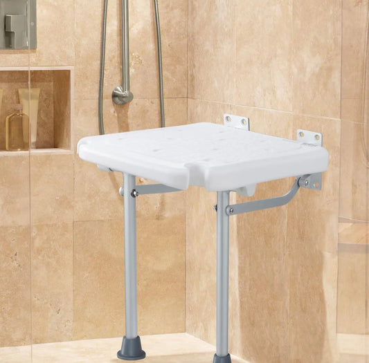 Wall mount folding shower seat