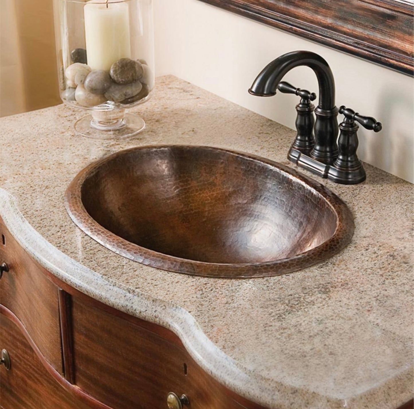 19" drop in sink aged copper