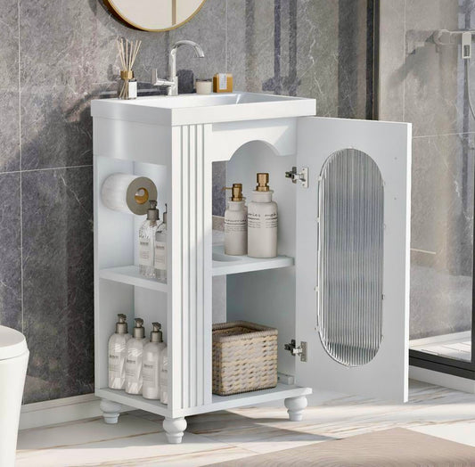 20" x 15.6" white vanity w/ceramic top