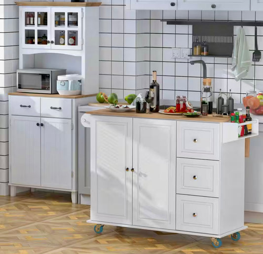 White rolling Island kitchen cart