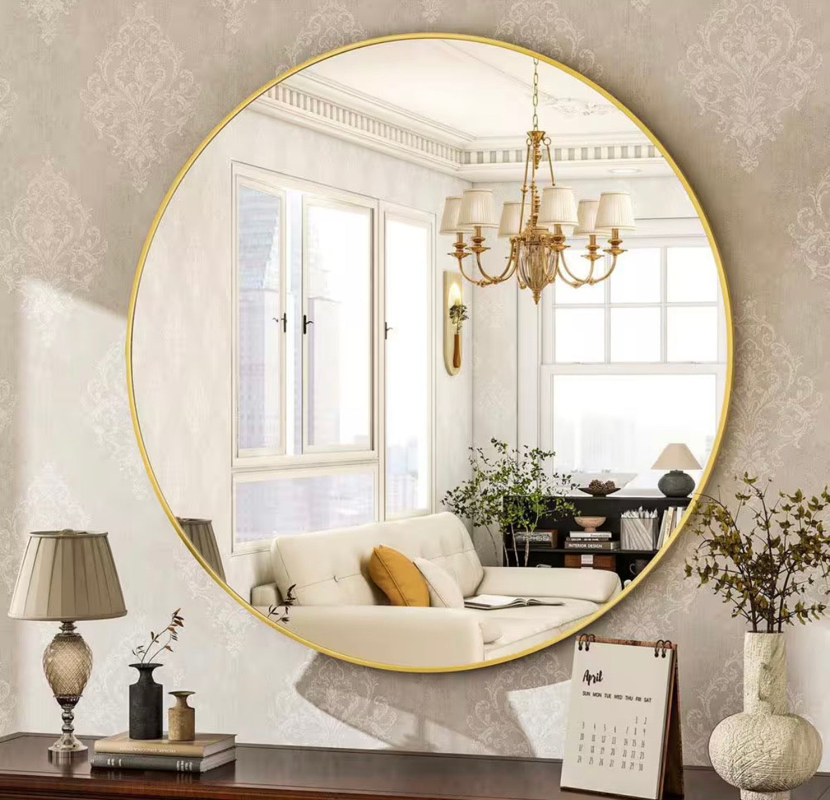 20” round gold mirror