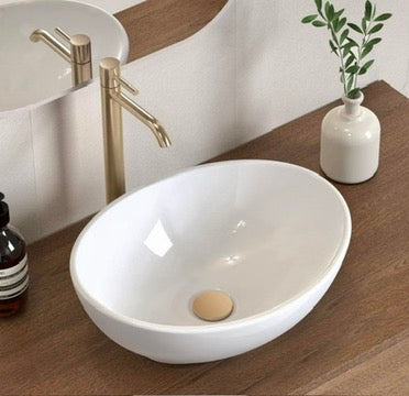 16"Lx 13"W oval vessel sink Gloss white