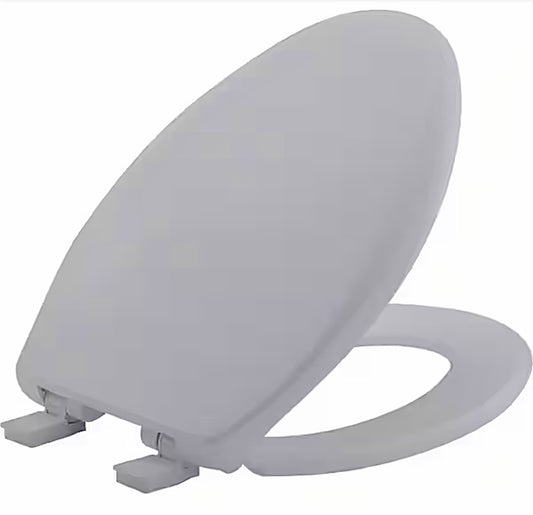 Bemis elongated plastic toilet seat in country grey