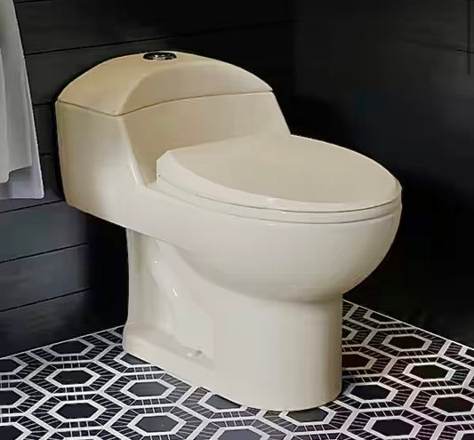 1 piece dual flush toilet in bisque