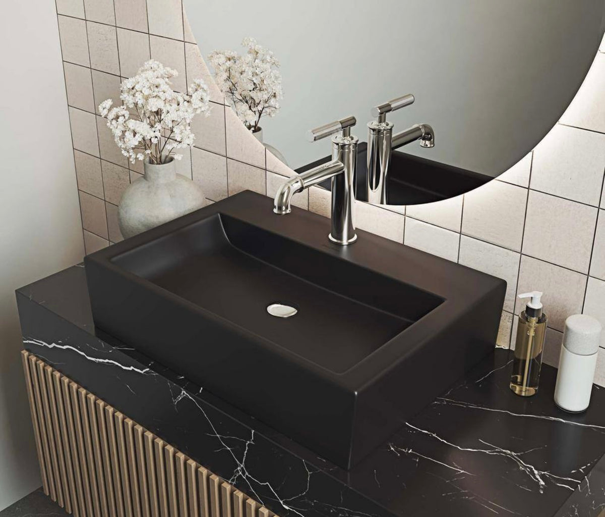 Claire matte black vessel sink