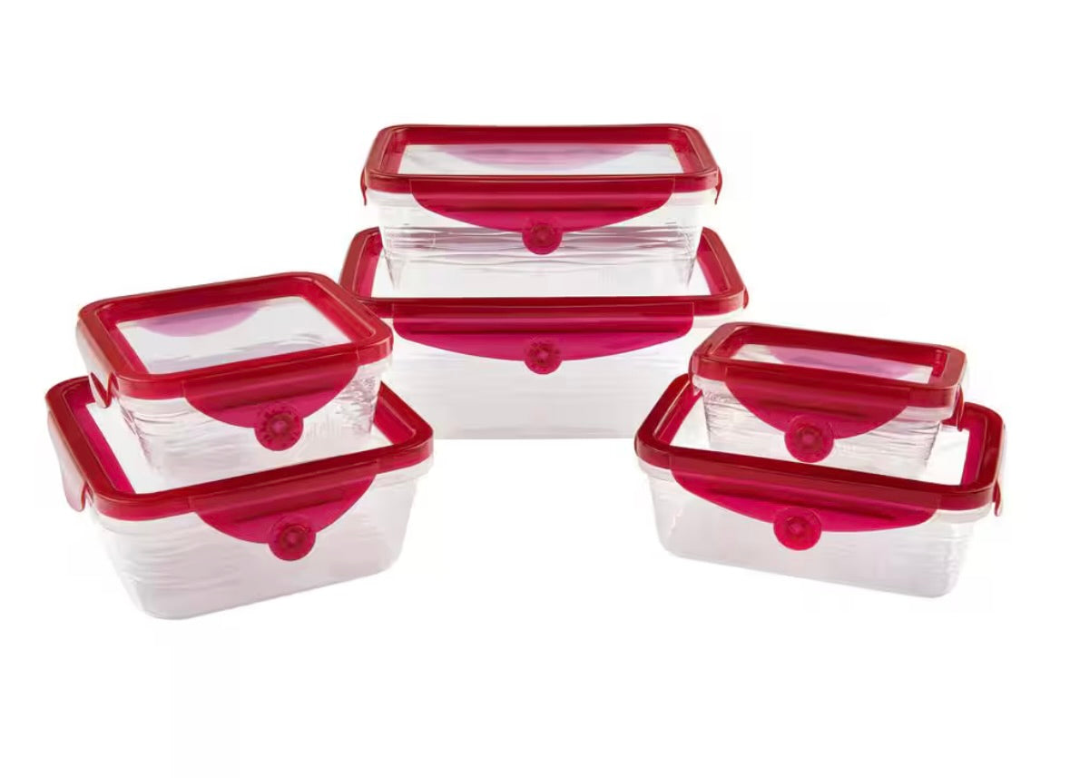 12 piece storage container set red