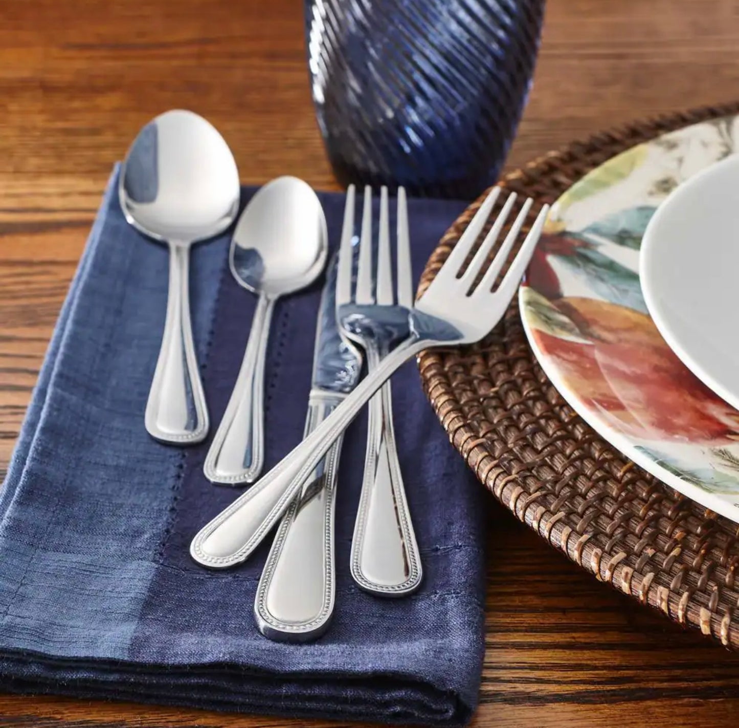 Beaded 46 piece flatware set