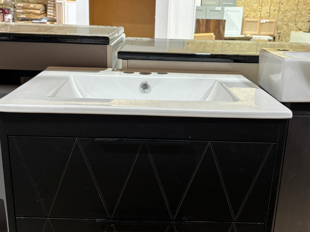 24" black floating vanity
