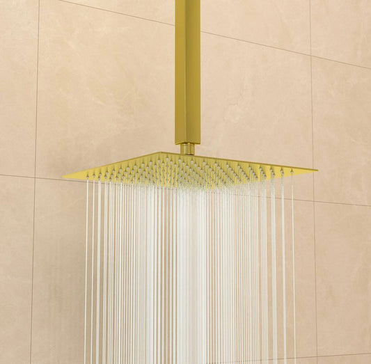 16" rain shower head in brushed gold