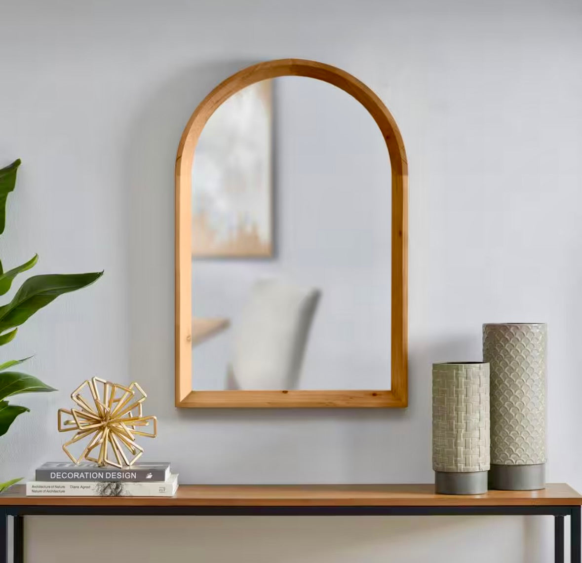Arched natural wood mirror (20x30)