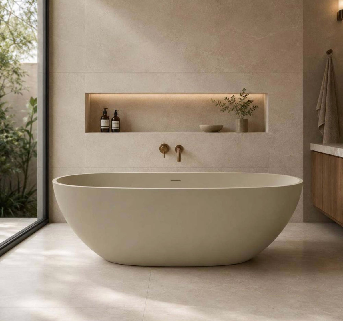 67" freestanding tub in matte khaki
