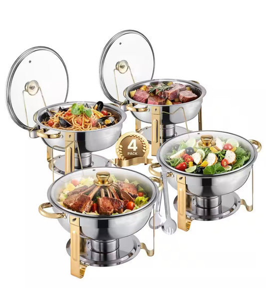 Chafing dish set round 4 pack (clear lid)