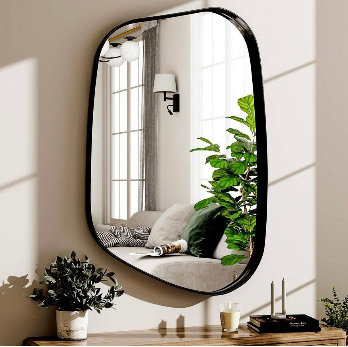 22x30 Black irregular deep frame mirror
